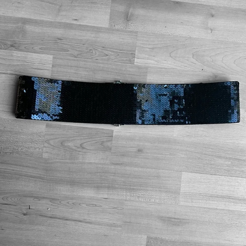 Vintage Wide Black Sequin Belt